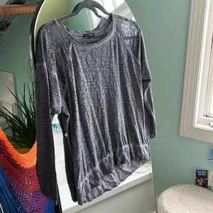Gray shirt lace detail at top